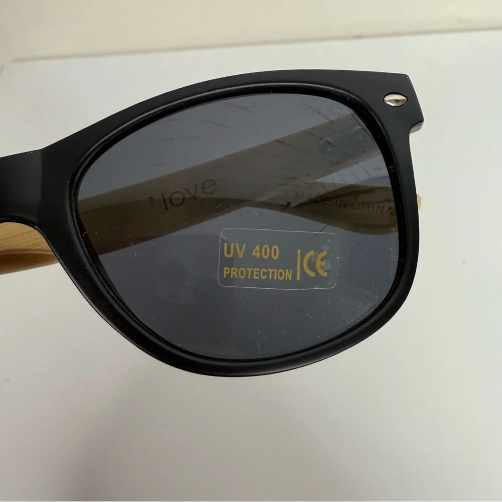 JOE’S SPECS 2 PAIR Black & Bamboo/Faux Wood Frame Sunglasses UV 400 NEW - Picture 12 of 16